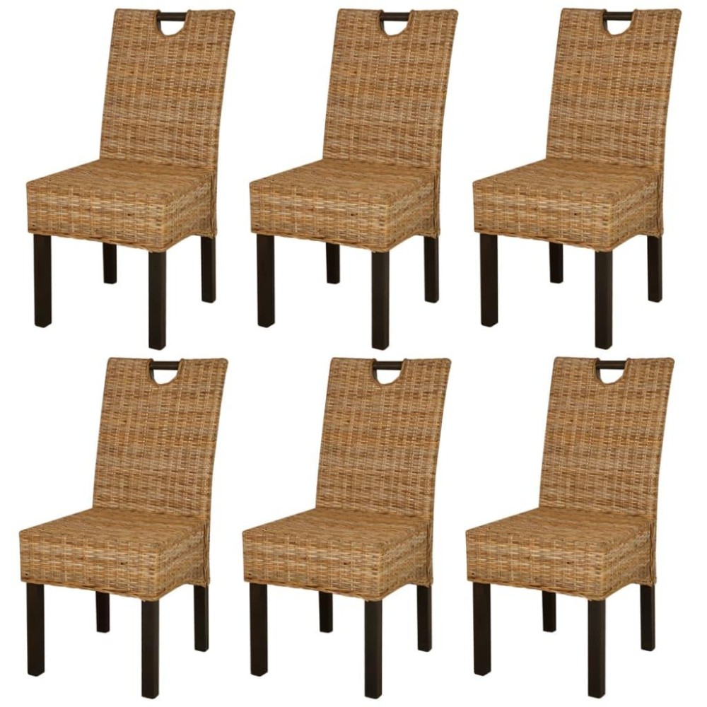 vidaXL Dining Chair 6 pcs Kubu Rattan Mango Wood