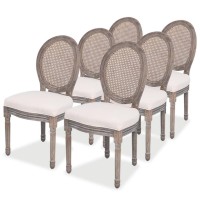 Vidaxl Dining Chairs 6 Pcs Cream Fabric