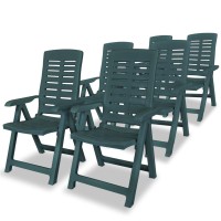 vidaXL Reclining Patio Chairs 6 pcs Plastic Green