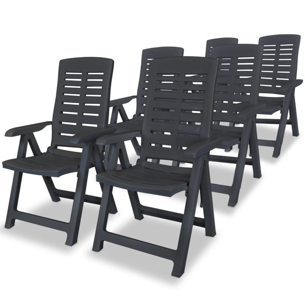 vidaXL Reclining Patio Chairs 6 pcs Plastic Anthracite