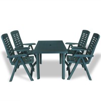 vidaXL 5 Piece Patio Dining Set Plastic Green