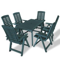 vidaXL 7 Piece Patio Dining Set Plastic Green