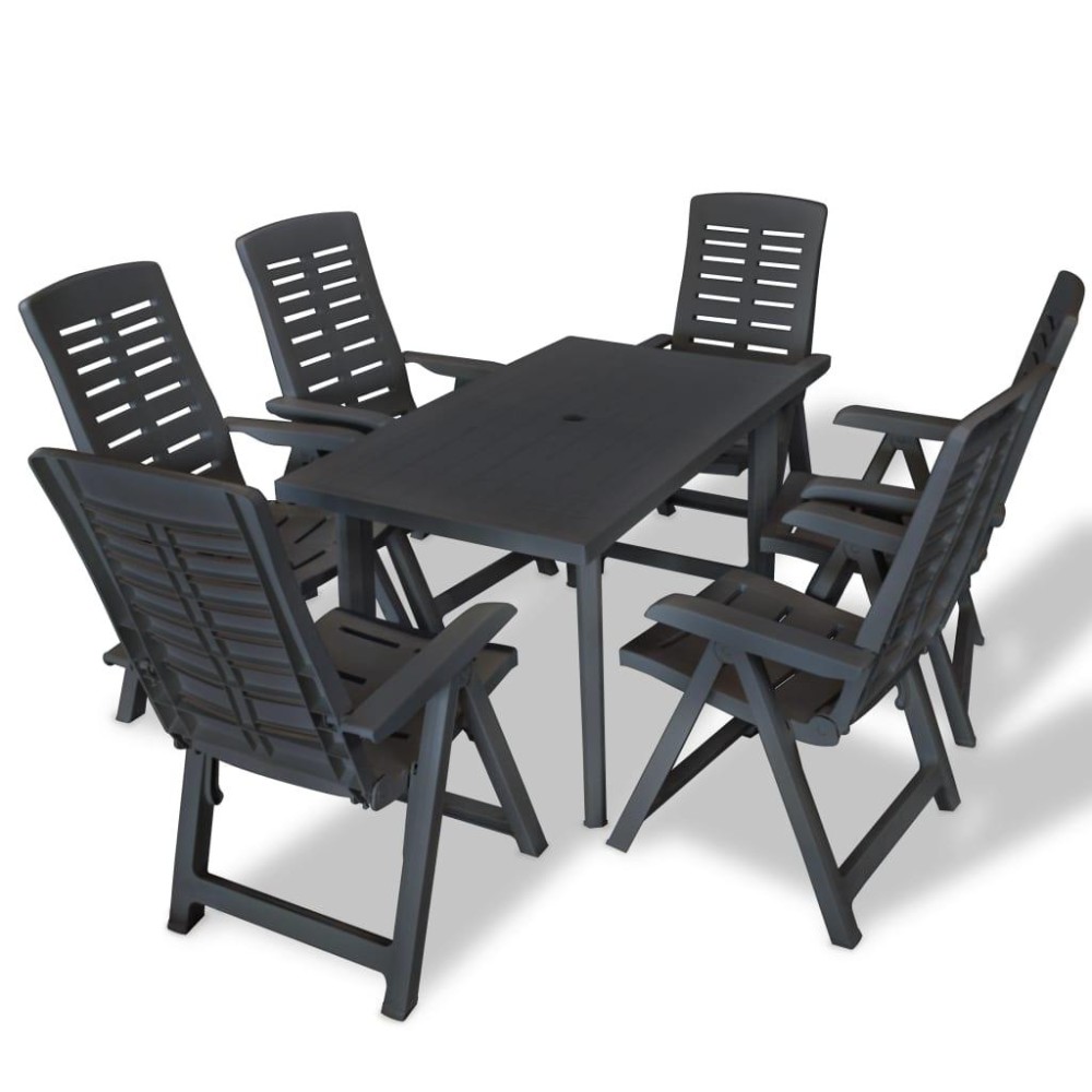 vidaXL 7 Piece Patio Dining Set Plastic Anthracite