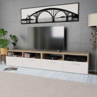 Vidaxl Tv Cabinets 2 Pcs Engineered Wood 37.4X13.8X14.2 Oak And White