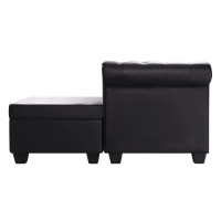 vidaXL L-shaped Chesterfield Sofa Artificial Leather Black