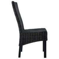 vidaXL Dining Chairs 4 pcs Black Kubu Rattan and Mango Wood