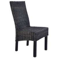 vidaXL Dining Chairs 4 pcs Black Kubu Rattan and Mango Wood