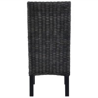 vidaXL Dining Chairs 4 pcs Black Kubu Rattan and Mango Wood