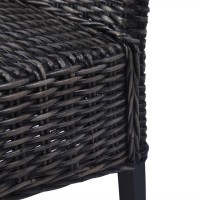 vidaXL Dining Chairs 4 pcs Black Kubu Rattan and Mango Wood