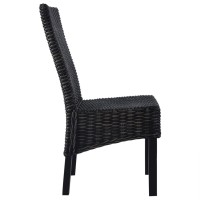 vidaXL Dining Chairs 6 pcs Black Kubu Rattan and Mango Wood