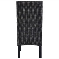 vidaXL Dining Chairs 6 pcs Black Kubu Rattan and Mango Wood