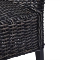 vidaXL Dining Chairs 6 pcs Black Kubu Rattan and Mango Wood