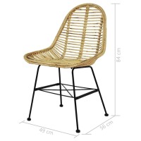 vidaXL Dining Chairs 6 pcs Natural Rattan