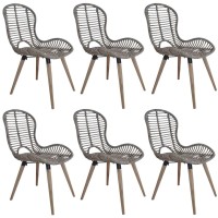 vidaXL Dining Chairs 6 pcs Brown Natural Rattan