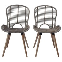 vidaXL Dining Chairs 6 pcs Brown Natural Rattan