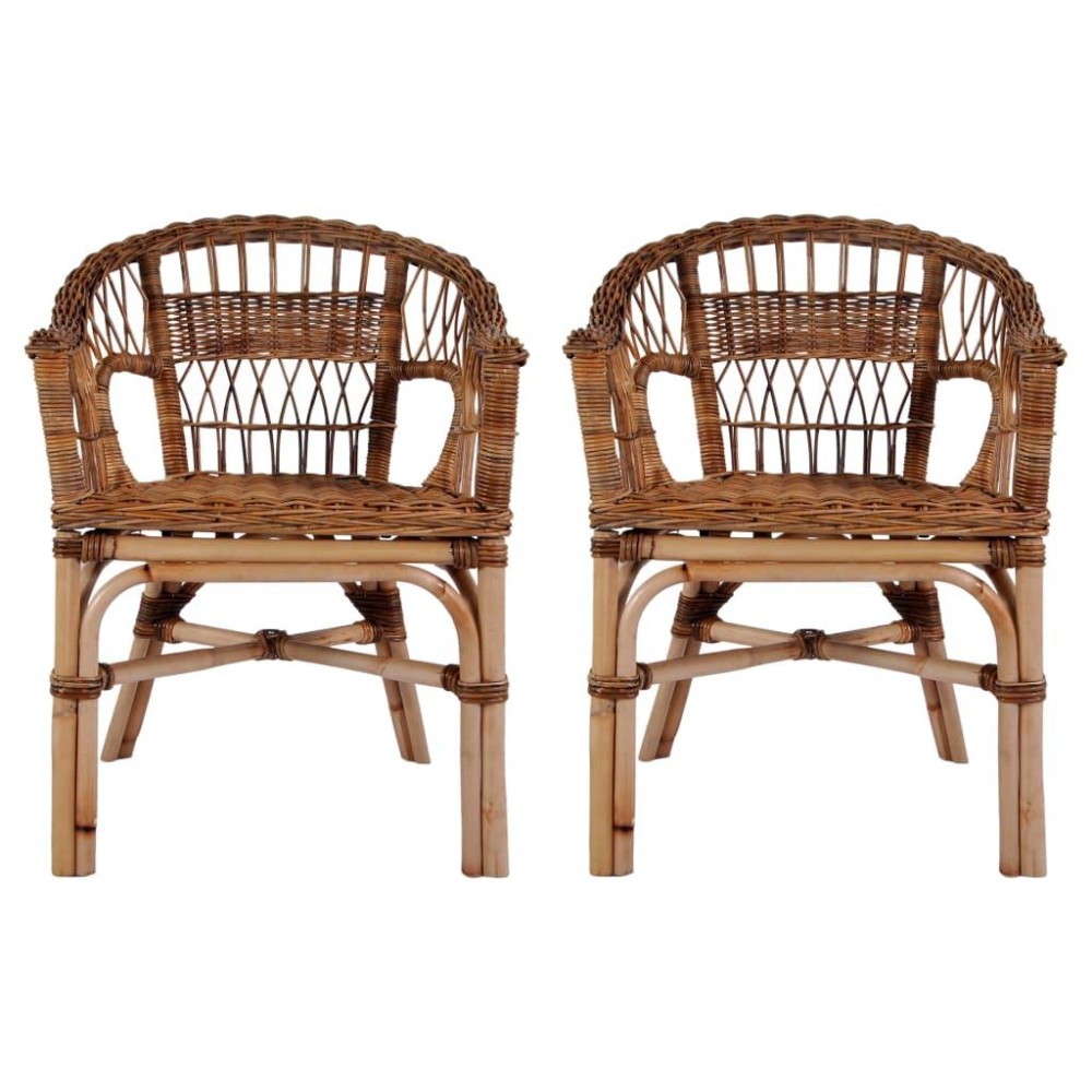 vidaXL Patio Chairs 2 pcs Natural Rattan Brown