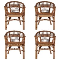 vidaXL Patio Chairs 4 pcs Natural Rattan Brown