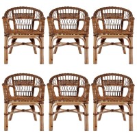 vidaXL Patio Chairs 6 pcs Natural Rattan Brown