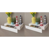 Vidaxl Floating Wall Shelves With Drawers 2 Pcs White 18.9