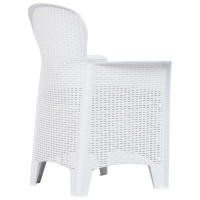 Vidaxl 3 Piece Bistro Set Plastic White Rattan Look