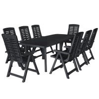 vidaXL 9 Piece Patio Dining Set Plastic Anthracite