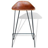 vidaXL Bar Stools 4 pcs Brown Real Leather