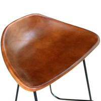 vidaXL Bar Stools 4 pcs Brown Real Leather