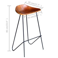 vidaXL Bar Stools 4 pcs Brown Real Leather