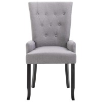 Vidaxl Dining Chairs With Armrests 4 Pcs Light Gray Fabric