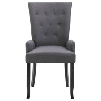 Vidaxl Dining Chairs With Armrests 2 Pcs Dark Gray Fabric