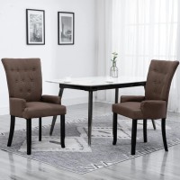 Vidaxl Dining Chairs With Armrests 2 Pcs Brown Fabric