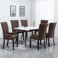 Vidaxl Dining Chairs With Armrests 6 Pcs Brown Fabric