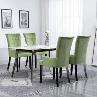 vidaXL Dining Chair with Armrests 4 pcs Light Green Velvet