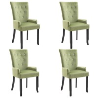 vidaXL Dining Chair with Armrests 4 pcs Light Green Velvet