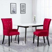 vidaXL Dining Chair with Armrests 2 pcs Red Velvet