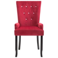 vidaXL Dining Chair with Armrests 2 pcs Red Velvet