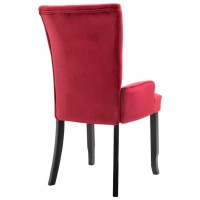 vidaXL Dining Chair with Armrests 2 pcs Red Velvet