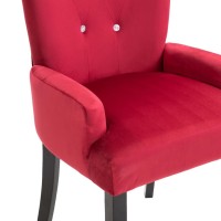 vidaXL Dining Chair with Armrests 2 pcs Red Velvet