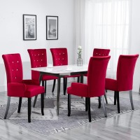 vidaXL Dining Chair with Armrests 6 pcs Red Velvet