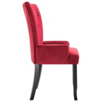 vidaXL Dining Chair with Armrests 6 pcs Red Velvet