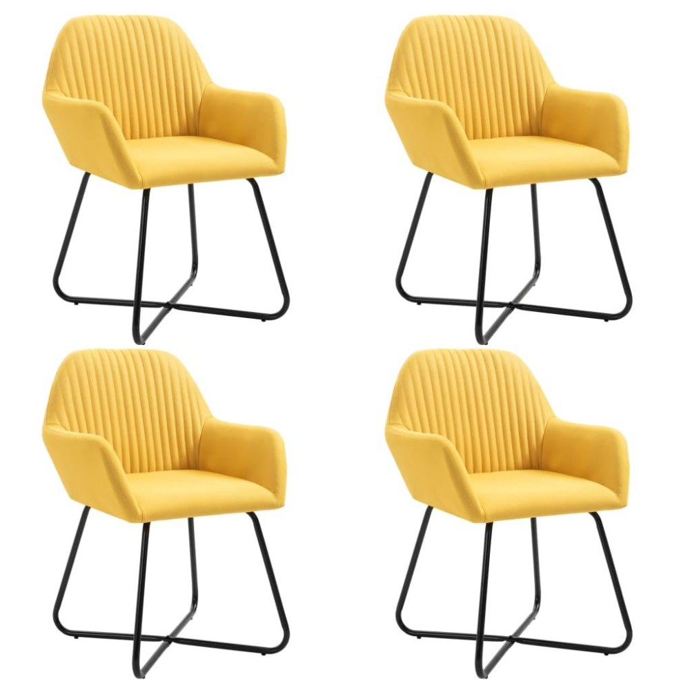 vidaXL Dining Chairs 4 pcs Yellow Fabric