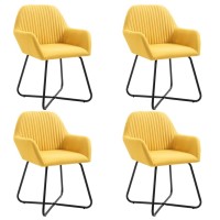 vidaXL Dining Chairs 4 pcs Yellow Fabric