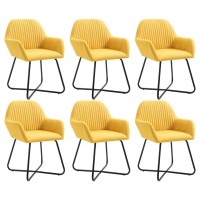 vidaXL Dining Chairs 6 pcs Yellow Fabric