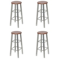 vidaXL Bar Stools 4 pcs Silver and Brown MDF