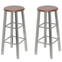 vidaXL Bar Stools 4 pcs Silver and Brown MDF