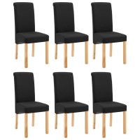 vidaXL Dining Chairs 6 pcs Black Fabric