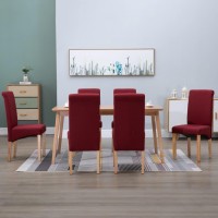 vidaXL Dining Chairs 6 pcs Red Fabric