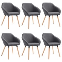 Vidaxl Dining Chairs 6 Pcs Dark Gray Fabric