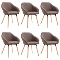 vidaXL Dining Chairs 6 pcs Brown Fabric