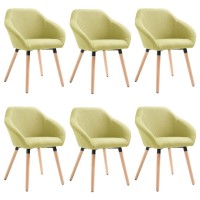 vidaXL Dining Chairs 6 pcs Green Fabric